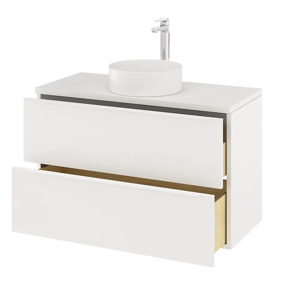 GoodHome Meuble sous vasque suspendu blanc mat l.100 x H.60 x P.45 cm, Imandra