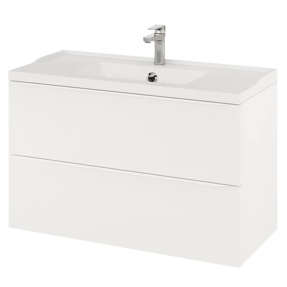 GoodHome Meuble sous vasque suspendu blanc mat l.100 x H.60 x P.45 cm, Imandra