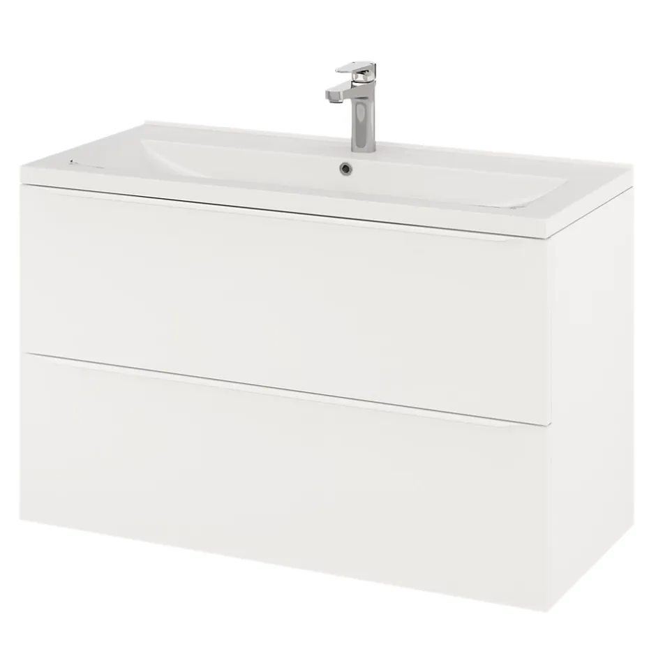 GoodHome Meuble sous vasque suspendu blanc mat l.100 x H.60 x P.45 cm, Imandra