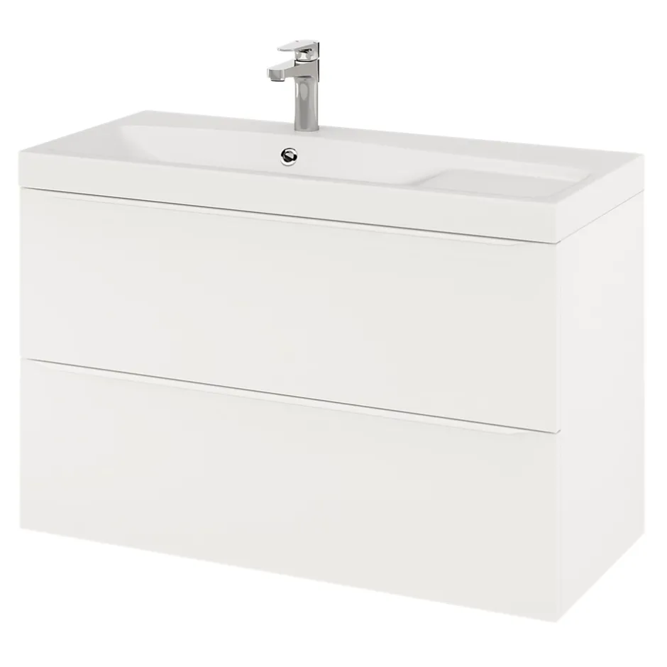 GoodHome Meuble sous vasque suspendu blanc mat l.100 x H.60 x P.45 cm, Imandra