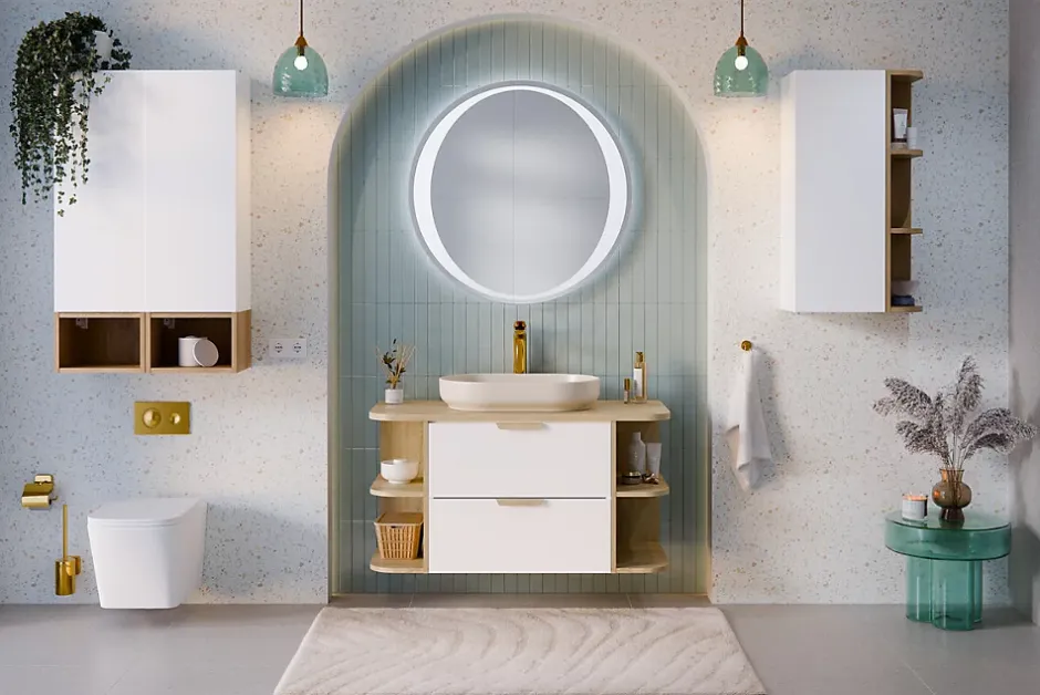 Furnidea Meuble sous vasque suspendu ASTER blanc 80 cm* Meuble Sous Lavabo