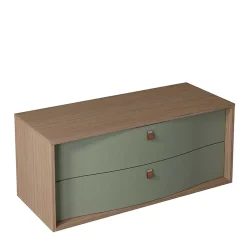 Decotec Meuble sous vasque suspendu vert fougère mat 2 tiroirs l.120 x H.50 x P.50 cm, Havana