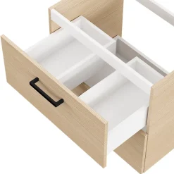 Meuble sous vasque suspendu effet chêne 2 tiroirs l.60 x H.55 x P.45 cm, Opah* Meuble Buanderie|Meuble Sous-Vasque
