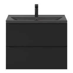 GoodHome Meuble sous vasque suspendu faible profondeur noir mat l.80 x H.60 x P.36 cm, Imandra* Meuble Buanderie|Meuble De Salle De Bains Faible Profondeur