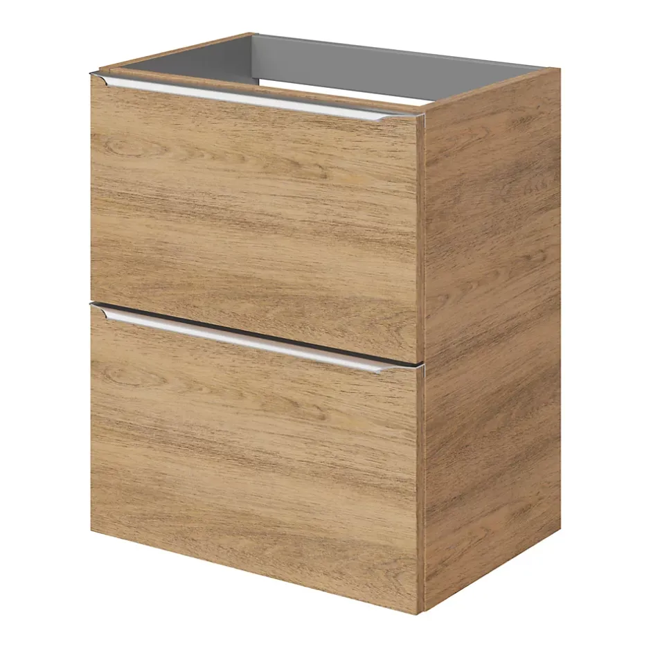 GoodHome Meuble sous vasque suspendu faible profondeur effet chêne l.50 x H.60 x P.36 cm, Imandra