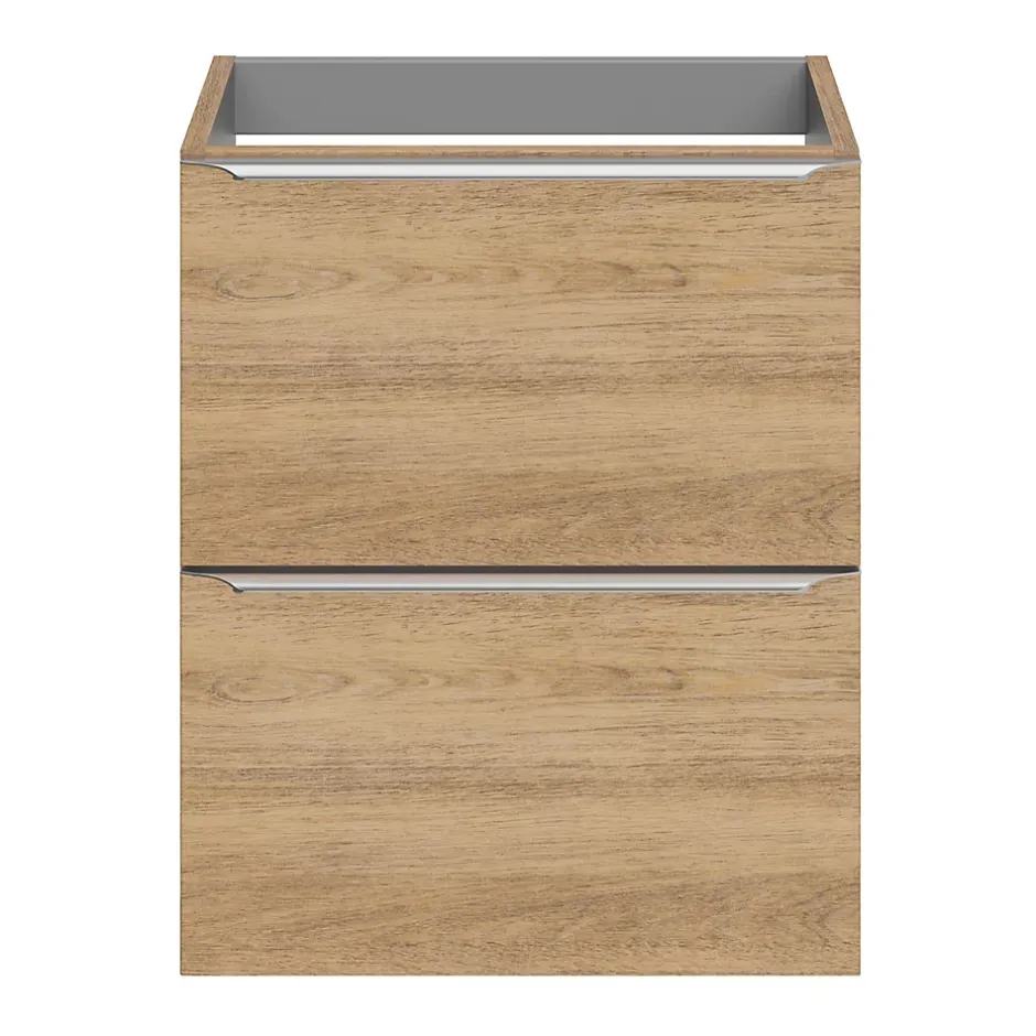 GoodHome Meuble sous vasque suspendu faible profondeur effet chêne l.50 x H.60 x P.36 cm, Imandra
