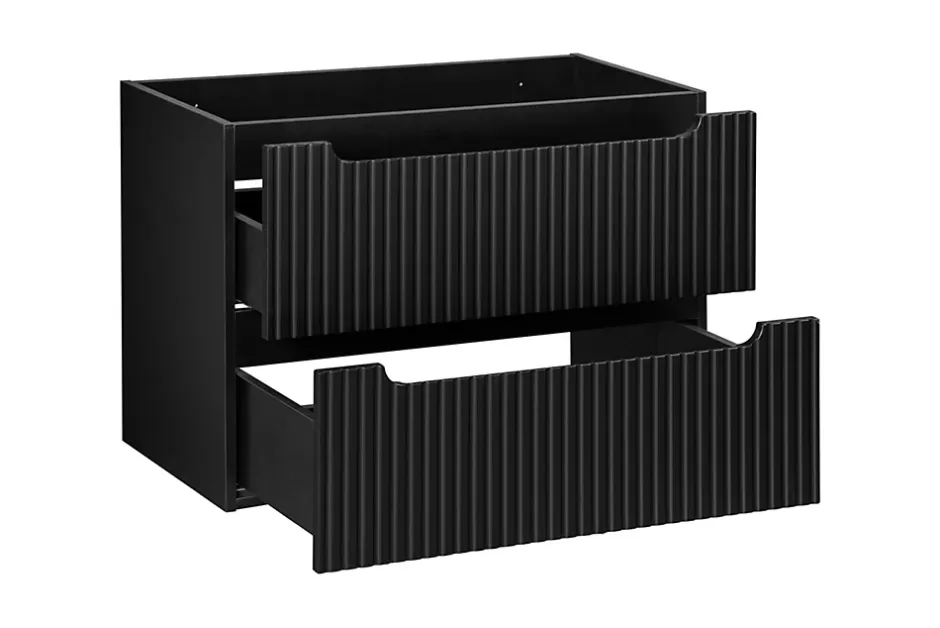Furnidea Meuble sous vasque suspendu 2 tiroirs NOVA NOIR 80 CM* Meuble Sous-Vasque