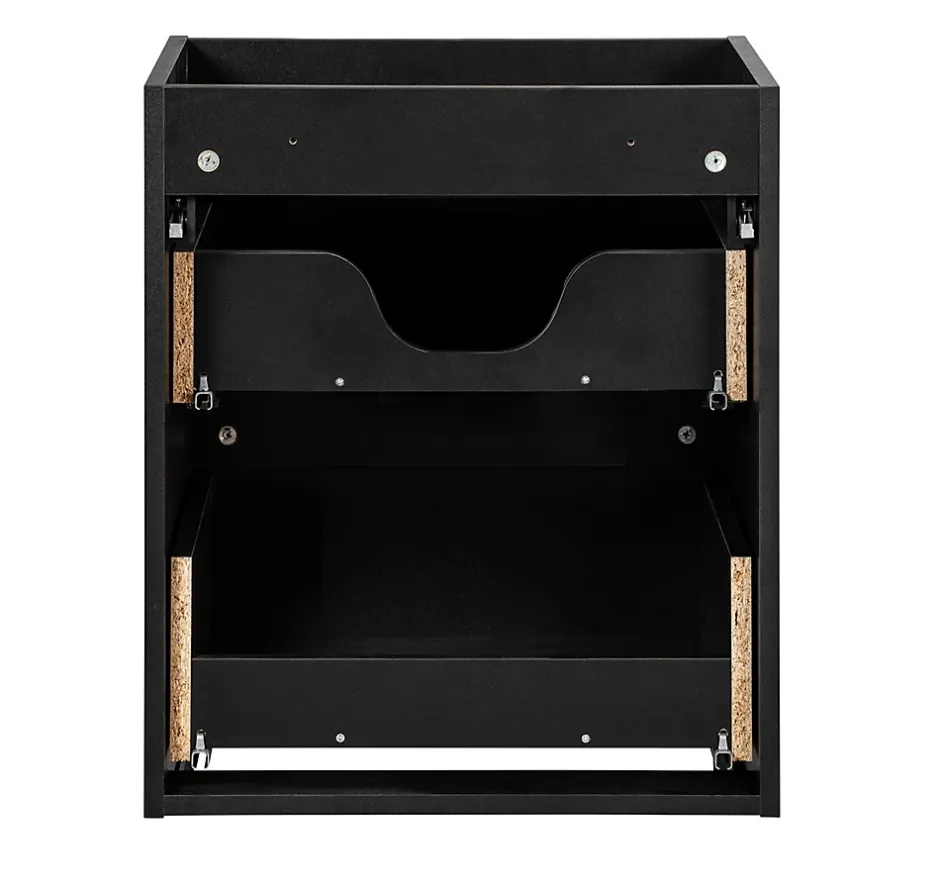 Furnidea Meuble sous vasque suspendu 2 tiroirs NOVA NOIR 80 CM* Meuble Sous-Vasque