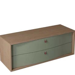 Decotec Meuble sous vasque suspendu vert fougère mat 2 tiroirs l.140 x H.50 x P.50 cm, Havana