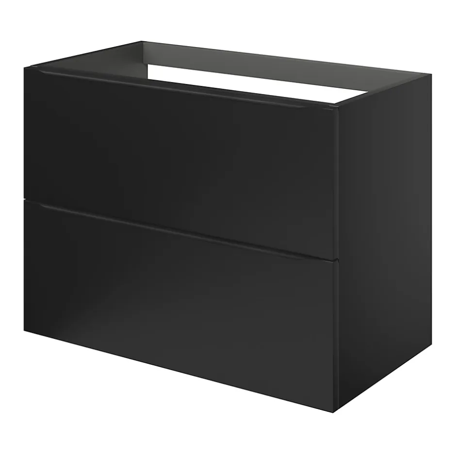 GoodHome Meuble sous vasque suspendu noir mat l.80 x H.60 x P.45 cm, Imandra* Meuble Buanderie|Meuble De Salle De Bains Faible Profondeur