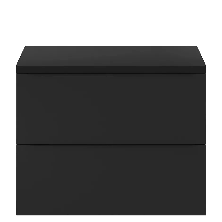 GoodHome Meuble sous vasque suspendu noir mat l.80 x H.60 x P.45 cm, Imandra* Meuble Buanderie|Meuble De Salle De Bains Faible Profondeur