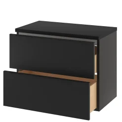 GoodHome Meuble sous vasque suspendu noir mat l.80 x H.60 x P.45 cm, Imandra* Meuble Buanderie|Meuble De Salle De Bains Faible Profondeur