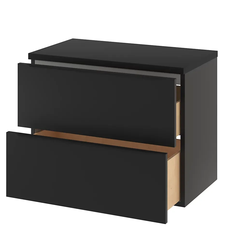 GoodHome Meuble sous vasque suspendu noir mat l.80 x H.60 x P.45 cm, Imandra* Meuble Buanderie|Meuble De Salle De Bains Faible Profondeur