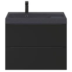 GoodHome Meuble sous vasque suspendu noir mat l.80 x H.60 x P.45 cm, Imandra* Meuble Buanderie|Meuble De Salle De Bains Faible Profondeur