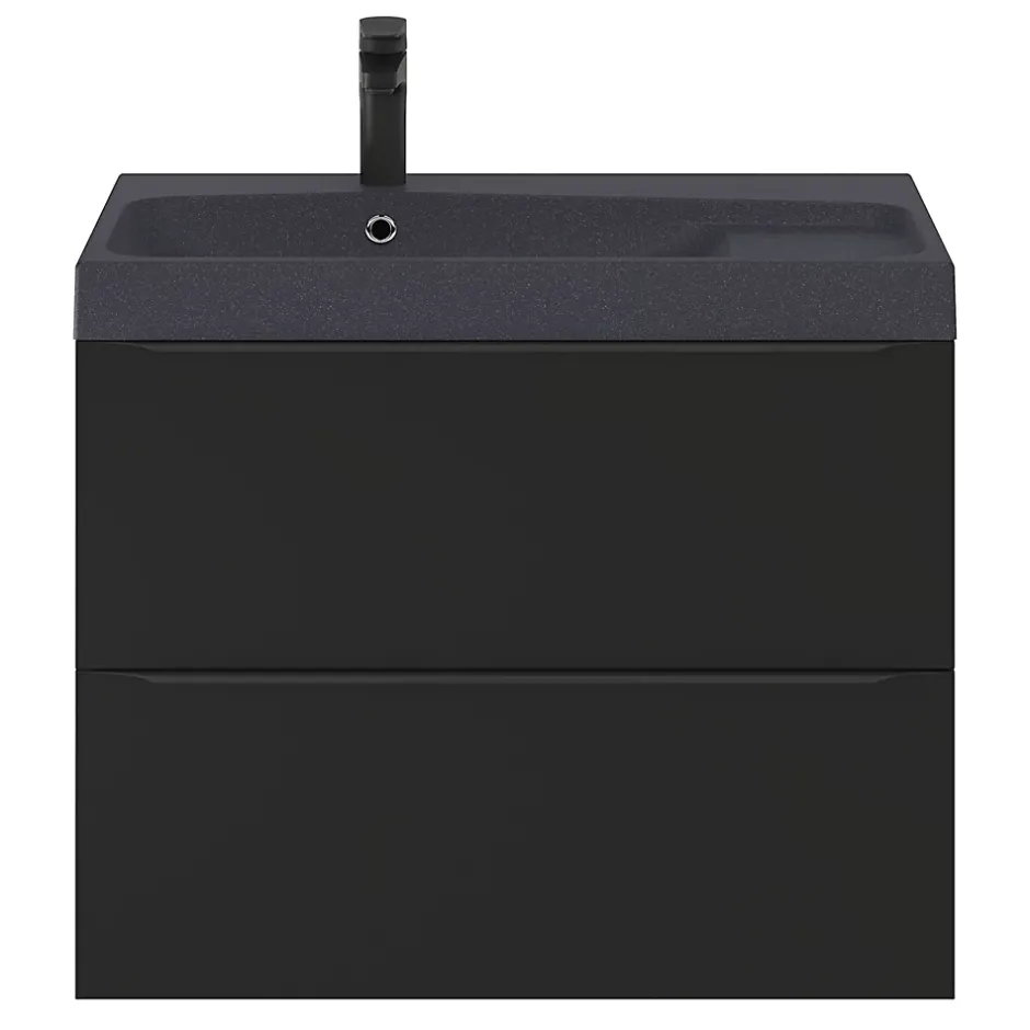 GoodHome Meuble sous vasque suspendu noir mat l.80 x H.60 x P.45 cm, Imandra* Meuble Buanderie|Meuble De Salle De Bains Faible Profondeur