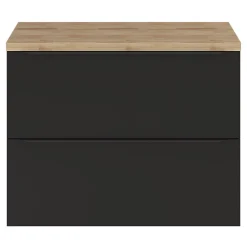 GoodHome Meuble sous vasque suspendu noir mat l.80 x H.60 x P.45 cm, Imandra* Meuble Buanderie|Meuble De Salle De Bains Faible Profondeur