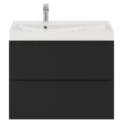GoodHome Meuble sous vasque suspendu noir mat l.80 x H.60 x P.45 cm, Imandra* Meuble Buanderie|Meuble De Salle De Bains Faible Profondeur