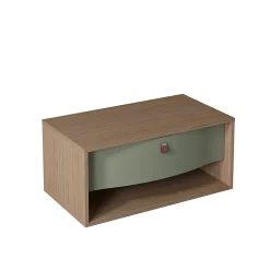 Decotec Meuble sous vasque suspendu vert fougère mat 1 tiroir l.90 x H.40 x P.50 cm, Havana