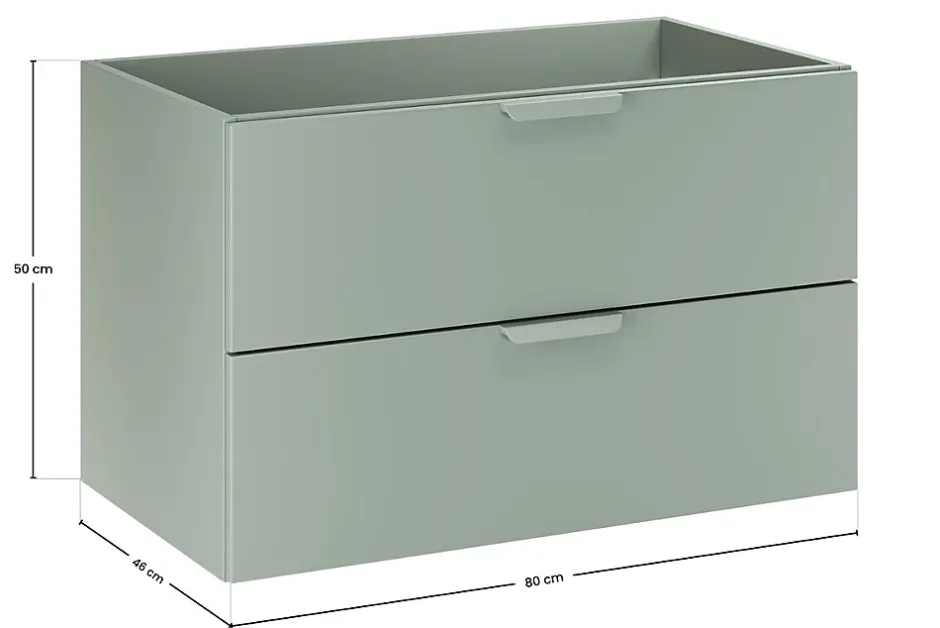 Furnidea Meuble sous vasque suspendu ASTER vert 80 cm* Meuble Sous Lavabo