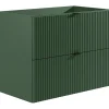 Vente-unique Meuble sous vasque suspendu strié - Vert mat - 80 cm - ZEVINI