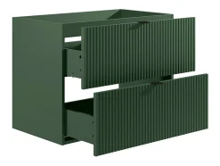Vente-unique Meuble sous vasque suspendu strié - Vert mat - 80 cm - ZEVINI