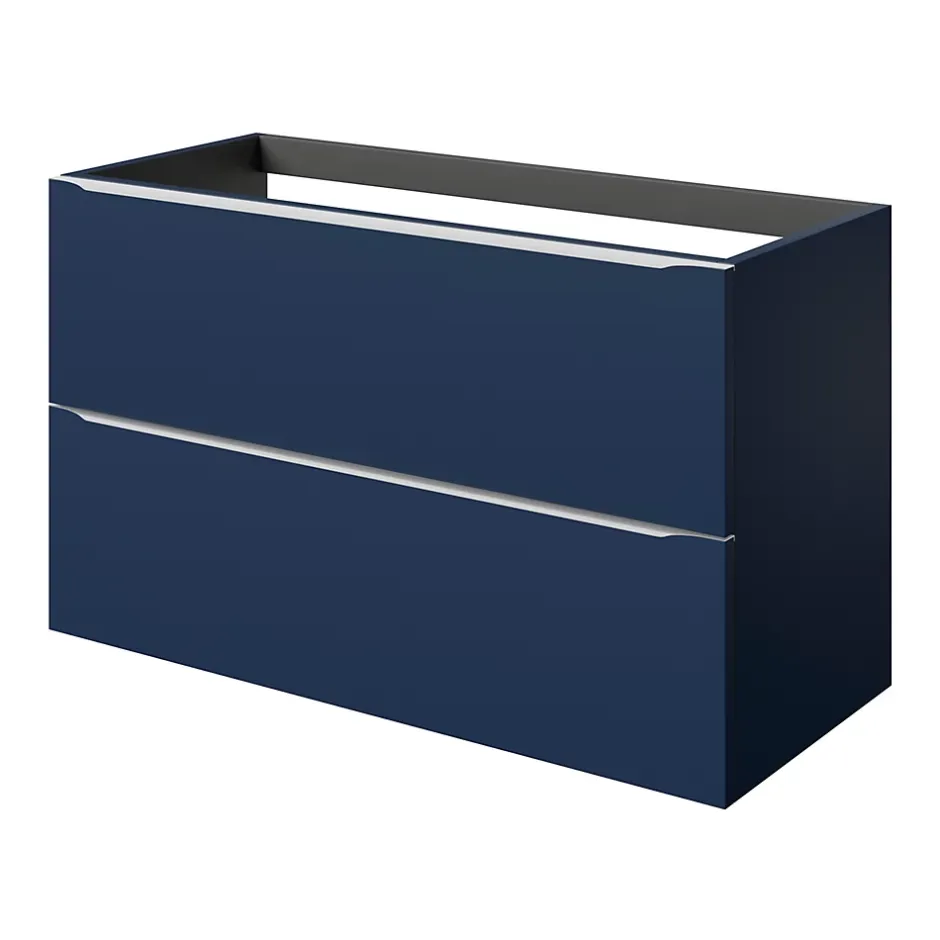 GoodHome Meuble sous vasque suspendu bleu nuit mat l.100 x H.60 x P.45 cm, Imandra