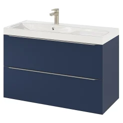 GoodHome Meuble sous vasque suspendu bleu nuit mat l.100 x H.60 x P.45 cm, Imandra