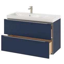 GoodHome Meuble sous vasque suspendu bleu nuit mat l.100 x H.60 x P.45 cm, Imandra