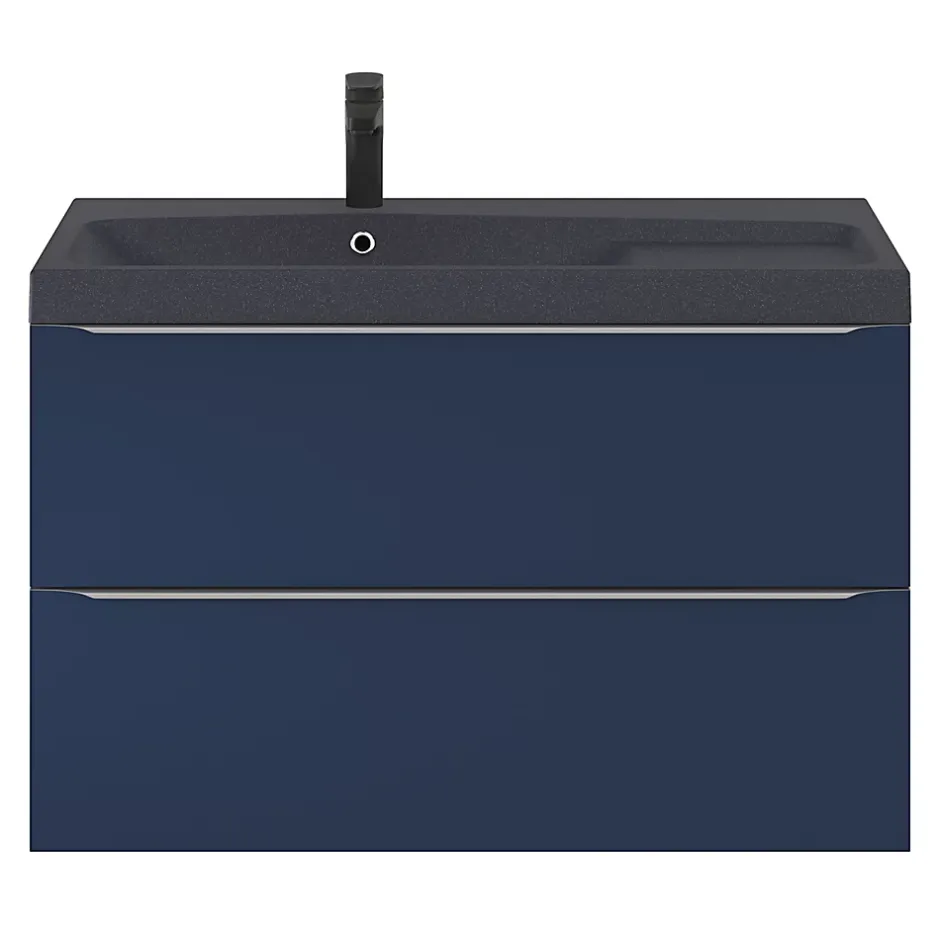 GoodHome Meuble sous vasque suspendu bleu nuit mat l.100 x H.60 x P.45 cm, Imandra
