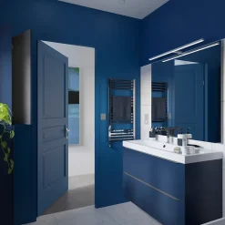 GoodHome Meuble sous vasque suspendu bleu nuit mat l.100 x H.60 x P.45 cm, Imandra
