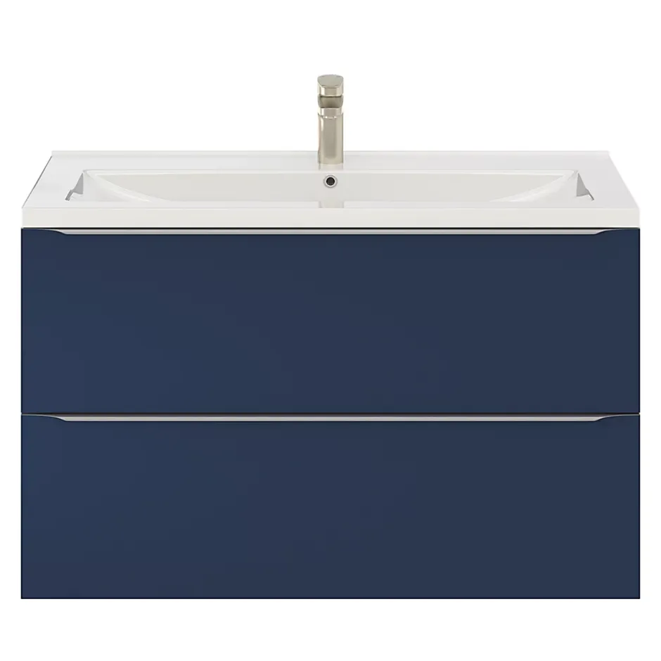 GoodHome Meuble sous vasque suspendu bleu nuit mat l.100 x H.60 x P.45 cm, Imandra