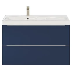 GoodHome Meuble sous vasque suspendu bleu nuit mat l.100 x H.60 x P.45 cm, Imandra