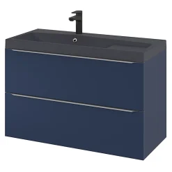GoodHome Meuble sous vasque suspendu bleu nuit mat l.100 x H.60 x P.45 cm, Imandra