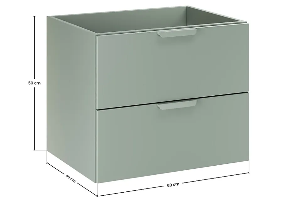 Furnidea Meuble sous vasque suspendu ASTER vert 60 cm