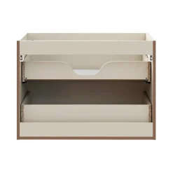 Meublorama Meuble sous vasque TORNADO 80 cm 2 tiroirs Finition sable Style contemporain