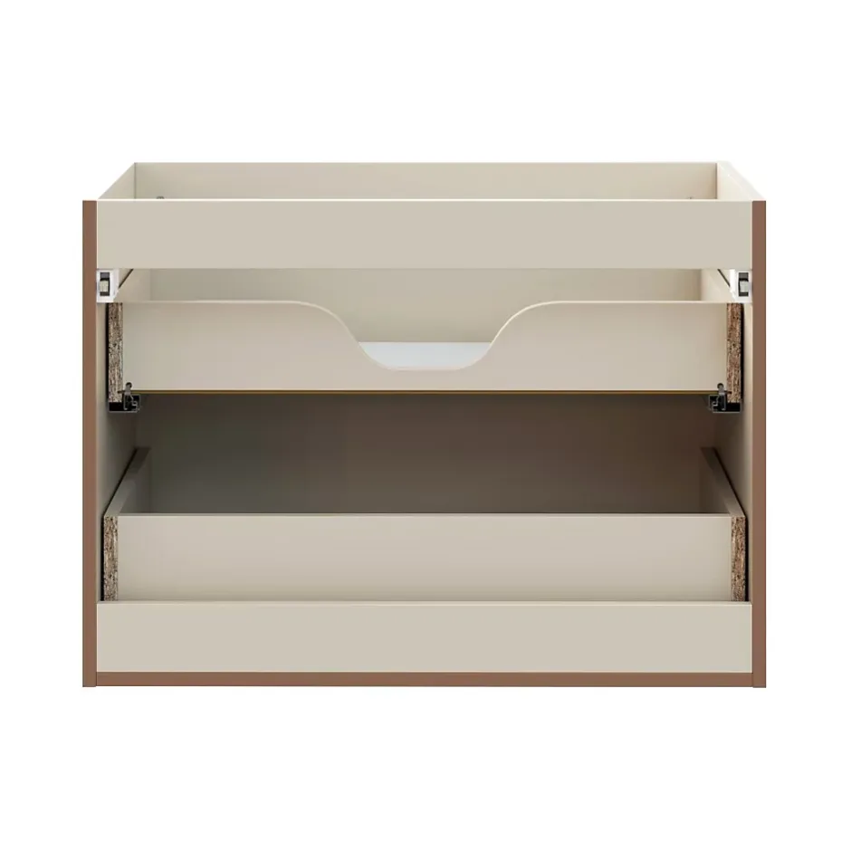 Meublorama Meuble sous vasque TORNADO 80 cm 2 tiroirs Finition sable Style contemporain