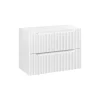 Meublorama Meuble sous vasque VANO 2 tiroirs Blanc alpin L80 x P39 x H57 cm Meuble suspendu