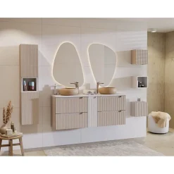Meublorama Meuble sous vasque VANO 60 cm 2 tiroirs Marron Congo Finition mat élégante* Meuble Sous-Vasque