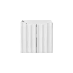 Meublorama Meuble sous vasque VANO 2 portes Blanc alpin L60 x P39 x H57 cm Meuble suspendu