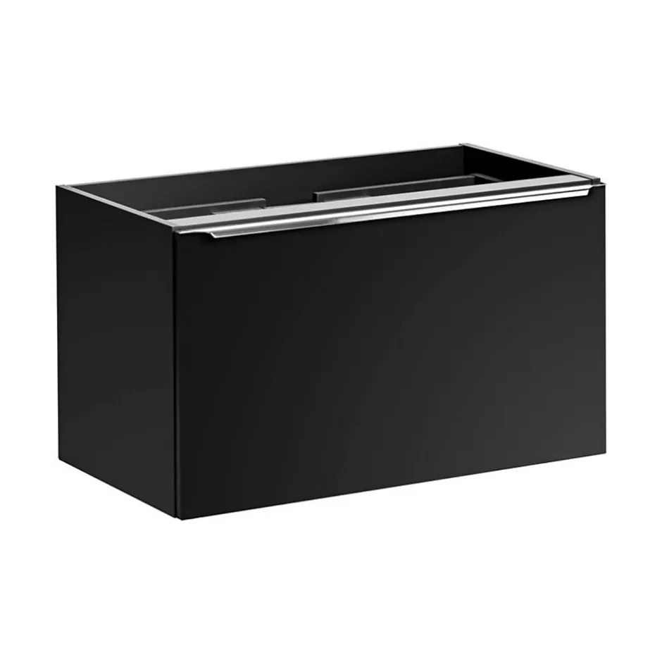 Meublorama Meuble sous vasque VANTA 80 cm noir Meuble suspendu avec 2 tiroirs