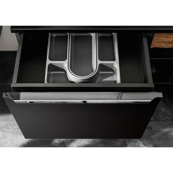 Meublorama Meuble sous vasque VANTA 80 cm noir Meuble suspendu avec 2 tiroirs