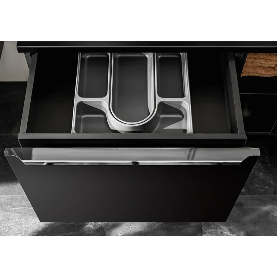 Meublorama Meuble sous vasque VANTA 80 cm noir Meuble suspendu avec 2 tiroirs