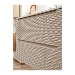 Meublorama Meuble sous vasque YOKA Beige et chene clair 90 cm