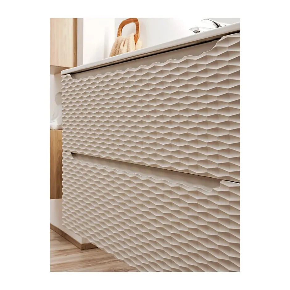 Meublorama Meuble sous vasque YOKA Beige et chene clair 90 cm