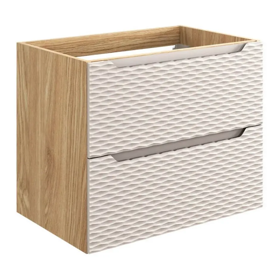 Meublorama Meuble sous vasque YOKA Beige et chene clair 70 cm* Meuble Sous-Vasque