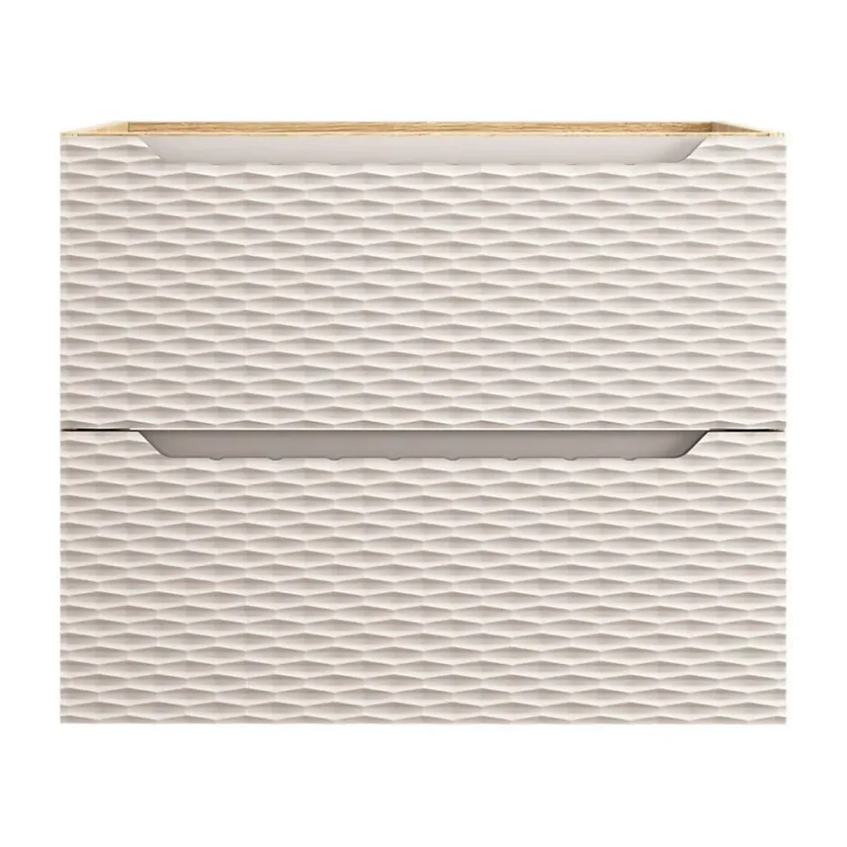 Meublorama Meuble sous vasque YOKA Beige et chene clair 70 cm* Meuble Sous-Vasque