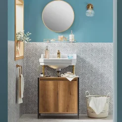 Sobuy Meuble sous-Lavabo Meuble sous-Vasque à 2 étages et 2 Portes, BZR63-PF,* Meuble Sous-Vasque