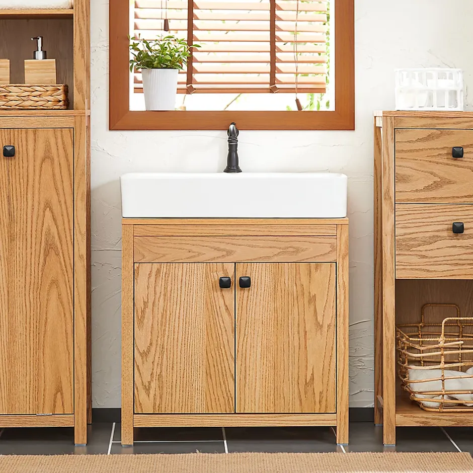 Sobuy Meuble Sous-Lavabo, Meuble Sous-Vasque à 2 étages réglable et 2 Portes, BZR98-N,* Meuble Sous Lavabo