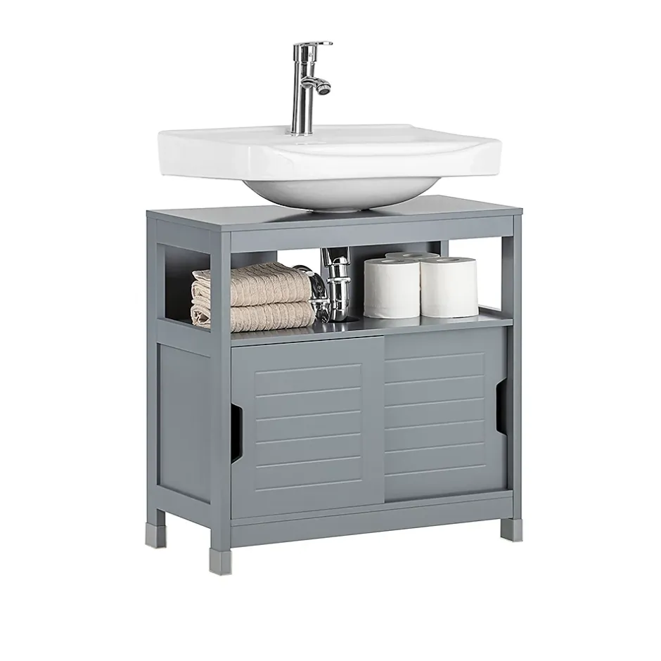 Sobuy Meuble sous-Lavabo Meuble de Salle de Bain Vasque 2 Portes coulissantes, FRG128-SG,* Meuble Sous Lavabo