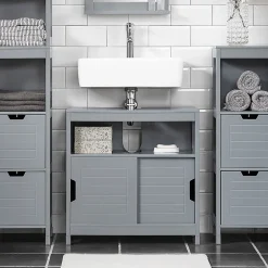 Sobuy Meuble sous-Lavabo Meuble de Salle de Bain Vasque 2 Portes coulissantes, FRG128-SG,* Meuble Sous Lavabo